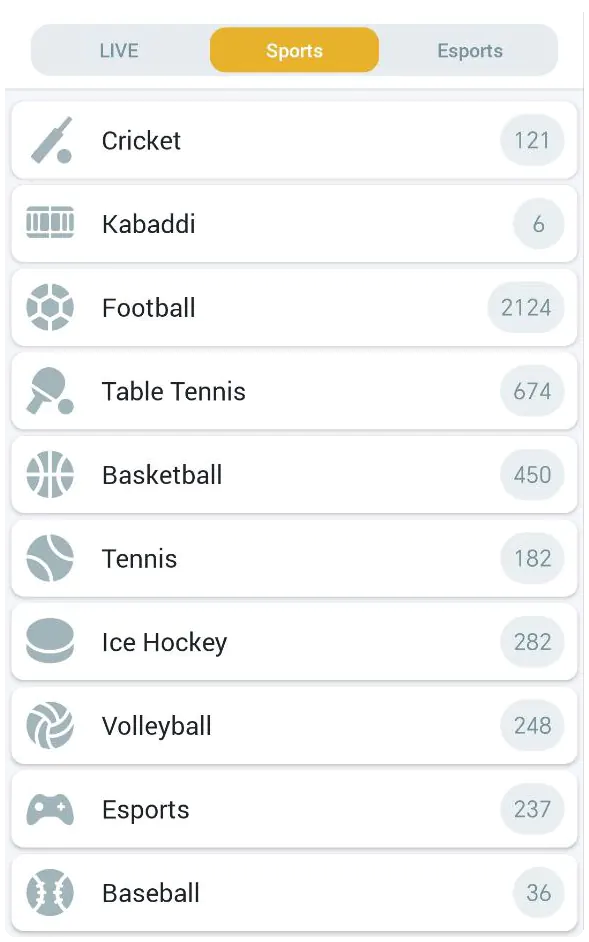 Sport bet in Melbet App
